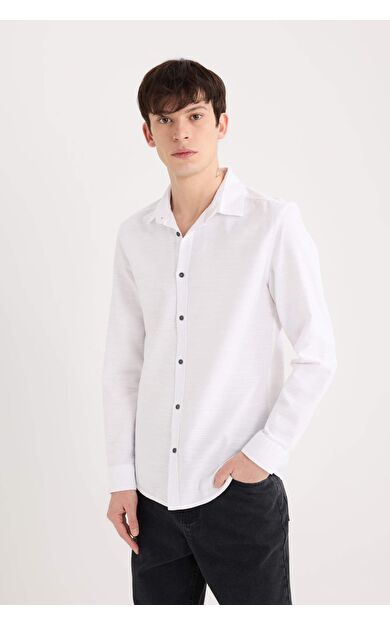 DeFacto Slim Fit Dar Kesim Pamuklu Uzun Kollu Gömlek A4644AX25SPWT34
