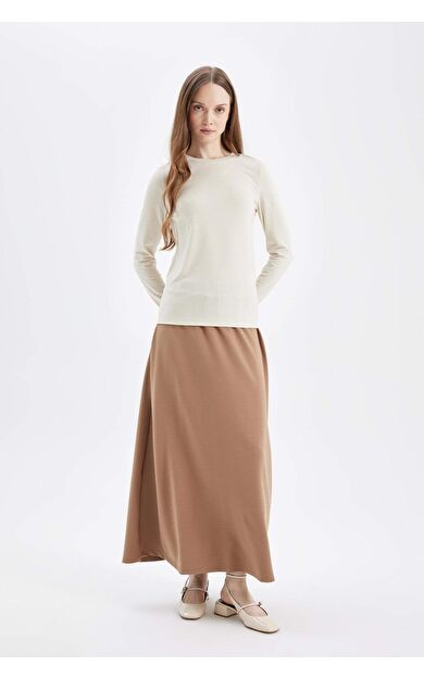 A Kesim Skuba Dalgıç Kumaş Maxi Etek