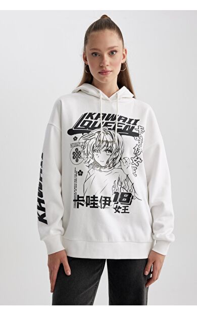 DeFacto Coool Oversize Fit Kapüşonlu Kalın Kumaş Sweatshirt