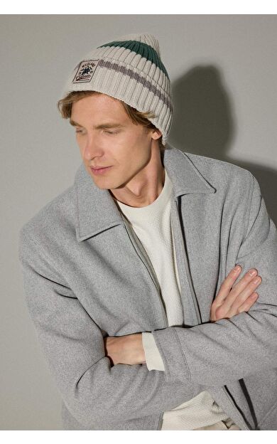 Erkek Etiket Baskılı Triko Bere