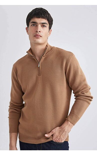 DeFactoFit Standart Fit Dik Yaka Fermuarlı Kazak A5184AX24AUBN155