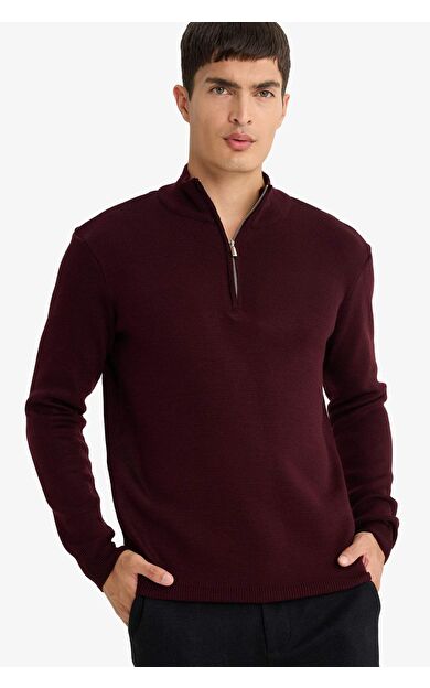 DeFacto Standart Fit Yarım Fermuarlı Triko Kazak A5184AX25AUBR34