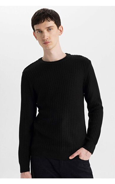 DeFactoFit Standart Fit Bisiklet Yaka Waffle Kazak A5234AX24WNBK27