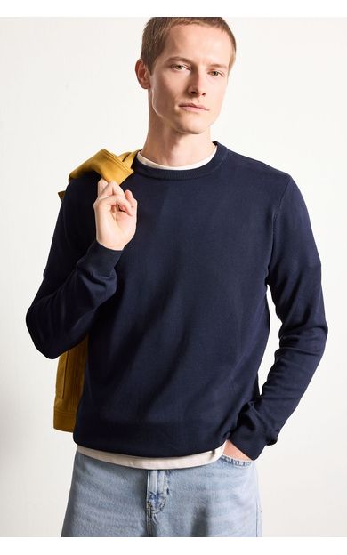 DeFacto Regular Fit Bisiklet Yaka Basic Düz Premium Triko Kazak