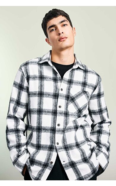 DeFacto Regular Fit Polo Yaka Kareli Oduncu Uzun Kollu Gömlek