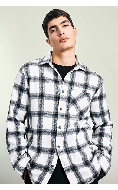 DeFacto Regular Fit Polo Yaka Kareli Oduncu Uzun Kollu Gömlek