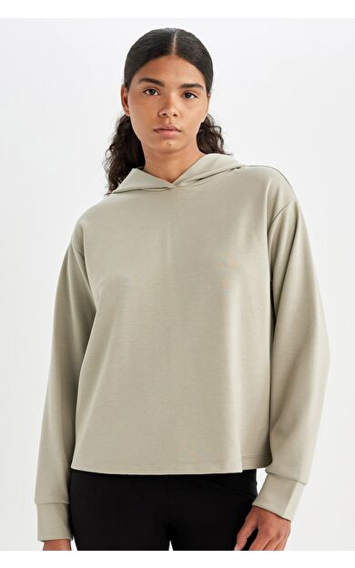 DeFacto DeFactoFit Standart Fit Kapüşonlu Skuba Dalgıç Kumaş Sporcu Sweatshirt A5626AX24AUKH418