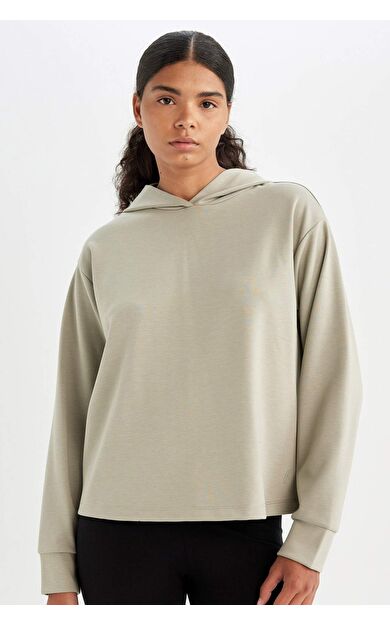 DeFacto DeFactoFit Standart Fit Kapüşonlu Skuba Dalgıç Kumaş Sporcu Sweatshirt A5626AX24AUKH418