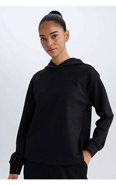 DeFacto DeFactoFit Standart Fit Kapüşonlu Skuba Dalgıç Sporcu Basic Sweatshirt