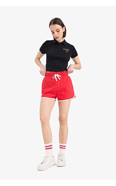 DeFacto Coool Regular Fit Esnek Belli Bağcıklı Kalın Kumaş Mini Şort A6224AX25SMRD256