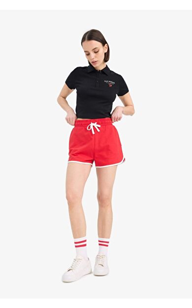 Coool Regular Fit Esnek Belli Bağcıklı Kalın Kumaş Mini Şort A6224AX25SMRD256