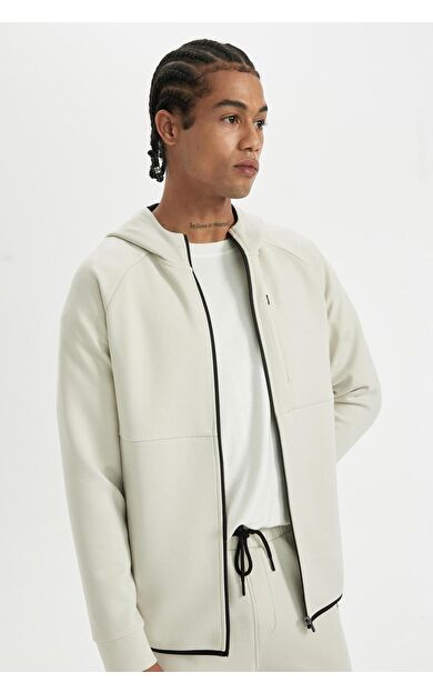 DeFacto DeFactoFit Slim Fit Fermuarlı Skuba Dalgıç Kumaş Hırka A6956AX24AUBG721