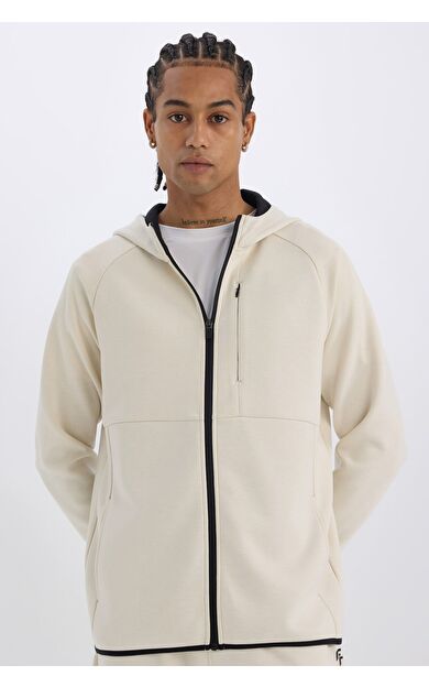 DeFacto DeFactoFit Slim Fit Dar Kesim Skuba Dalgıç Kumaş Fermuarlı Sweatshirt A6956AX25SPBG721