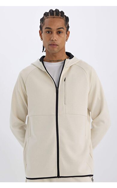 DeFacto DeFactoFit Slim Fit Dar Kesim Skuba Dalgıç Kumaş Fermuarlı Sweatshirt A6956AX25SPBG721