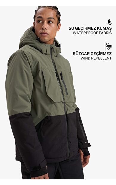 Defactofit Kayak Montu Su İtici Rüzgar Geçirmez Kapüşonlu Fermuarlı Eldiven Detaylı Ultra Korumalı