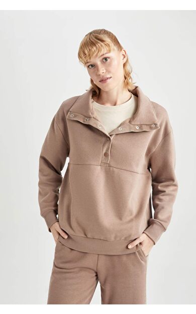 DeFacto Oversize Fit Dik Yaka Polar Sporcu Sweatshirt