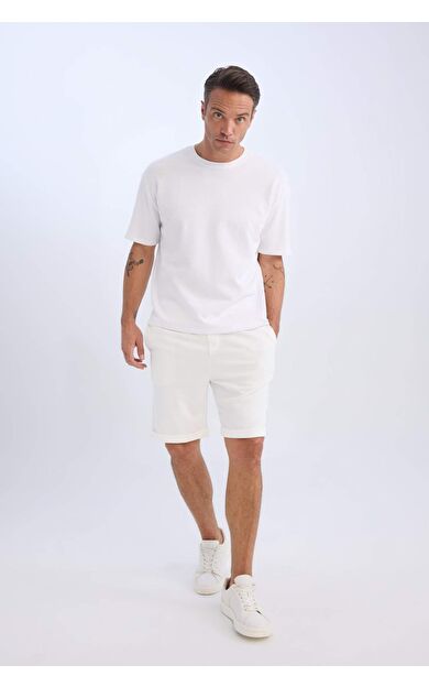 DeFacto Beli Bağcıklı Pike Bermuda Şort A7341AX25SPWT32
