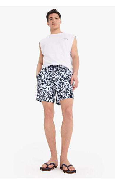 DeFacto Desenli File Astarlı Kısa Boy Deniz Şortu A7376AX25HSNV256