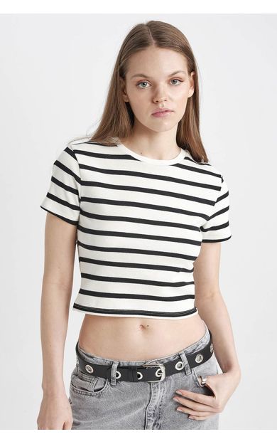 DeFacto DeFactoFit Coool Fitted Çizgili Kısa Kollu Tişört A7646AX24SMBK81