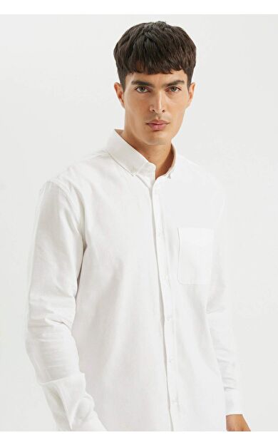 DeFacto Regular Fit Polo Yaka Oxford Uzun Kollu Gömlek A8028AX24AUWT55