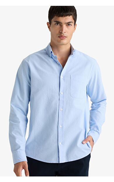 DeFacto Regular Fit Polo Yaka Oxford Uzun Kollu Gömlek