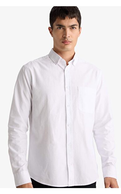 DeFacto Regular Fit Polo Yaka Oxford Uzun Kollu Gömlek