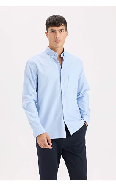 DeFacto Regular Fit Polo Yaka Oxford Uzun Kollu Gömlek A8028AX25SPBE196