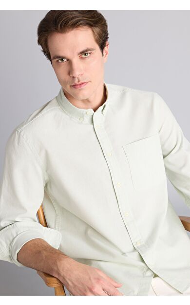 DeFacto %100 Pamuk Regular Fit Polo Yaka Oxford Basic Uzun Kollu Gömlek