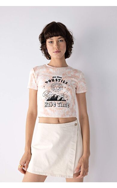 DeFacto DeFactoFit Coool Fitted Baskılı Kısa Kollu Tişört A8369AX23HSOG309