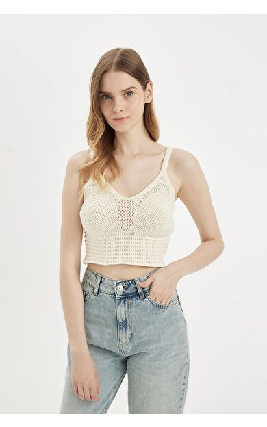DeFacto DeFactoFit Slim Fit V Yaka Örgü Atlet A8433AX24SMER98