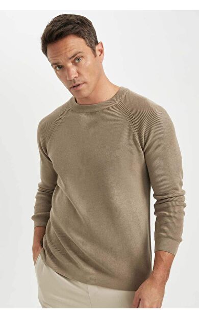 DeFactoFit Standart Fit Bisiklet Yaka Selanik Kumaş Kazak A8458AX24WNBG684