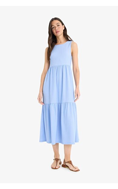 DeFacto Bisiklet Yaka Bürümcük Kolsuz Midi Elbise