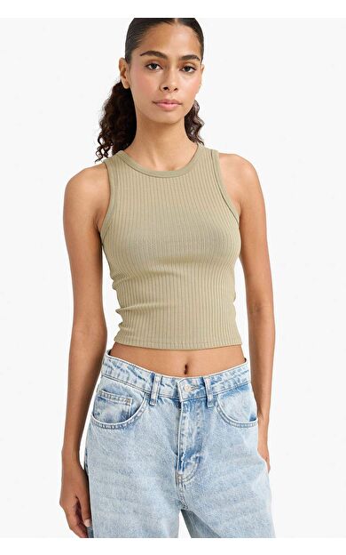 DeFacto Slim Fit Dar Kesim Halter Yaka Fitilli Kaşkorse Atlet A8859AX25AUKH459