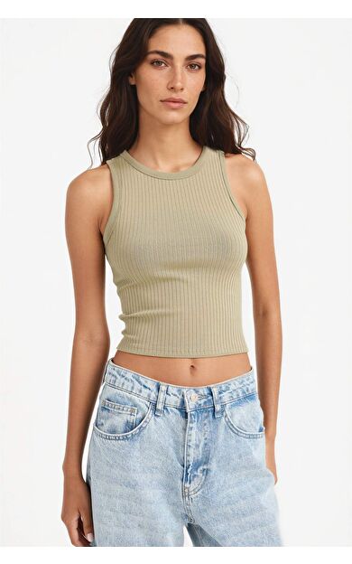DeFacto Slim Fit Dar Kesim Halter Yaka Fitilli Kaşkorse Atlet A8859AX25AUKH459