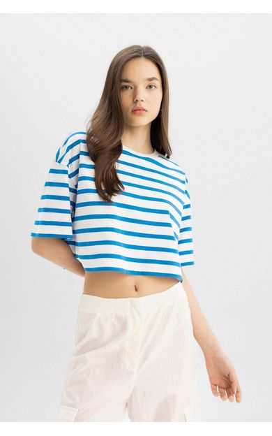 DeFacto DeFactoFit Coool Fitted Çizgili Kısa Kollu Tişört A9046AX24SMBE439