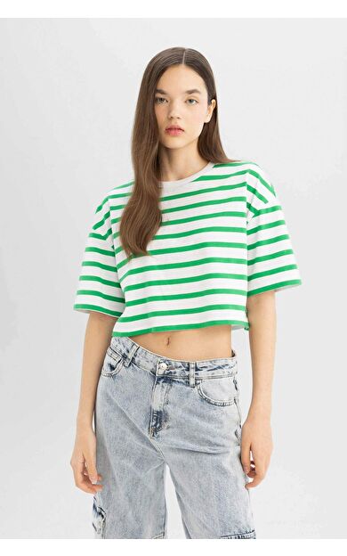 DeFactoFit Coool Fitted Çizgili Kısa Kollu Tişört A9046AX24SMGN689