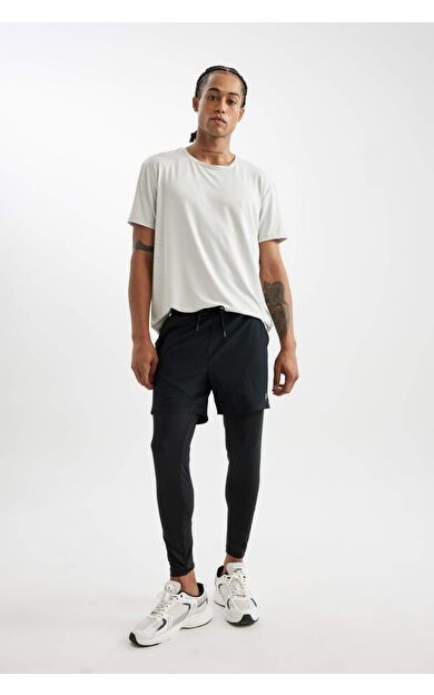 DeFactoFit Slim Fit Dar Kesim Sporcu Dokuma Şort A9124AX24AUBK81