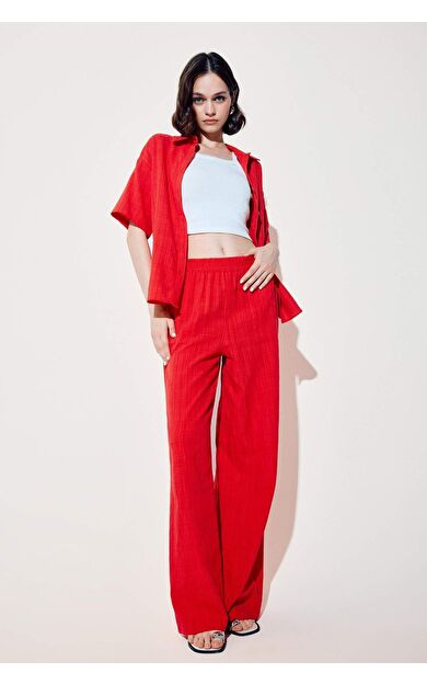 DeFacto Wide Leg Geniş Paça Cepli Yüksek Lastikli Bel Pantolon A9129AX25SMRD59