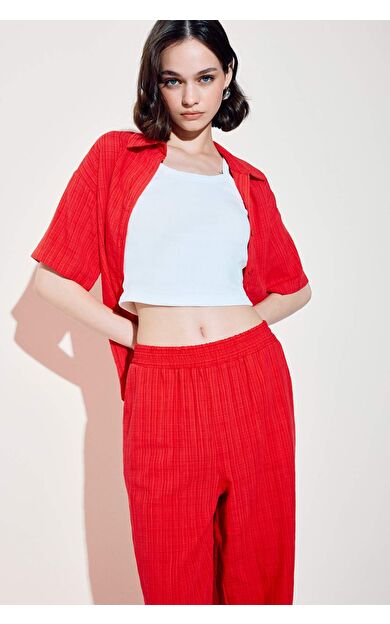 DeFacto Oversize Geniş Kalıp Gömlek Yaka Kısa Kollu Gömlek A9135AX25SMRD59