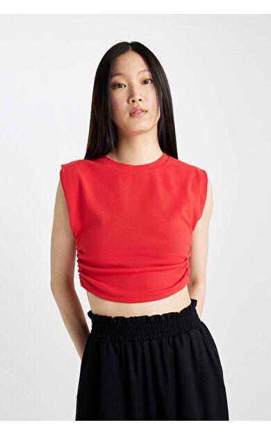 DeFactoFit Slim Fit Bisiklet Yaka Kolsuz Tişört A9420AX24SPRD227