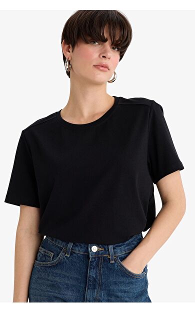 DeFacto Regular Fit Bisiklet Yaka Basic Düz Premium Kısa Kollu Tişört