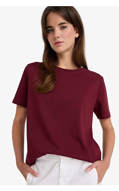 DeFacto Regular Fit Bisiklet Yaka Basic Düz Premium Kısa Kollu Tişört A9428AX25AUBR115