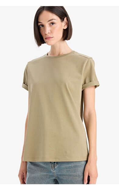 DeFacto Regular Fit Bisiklet Yaka Basic Düz Premium Kısa Kollu Tişört A9428AX25AUKH459