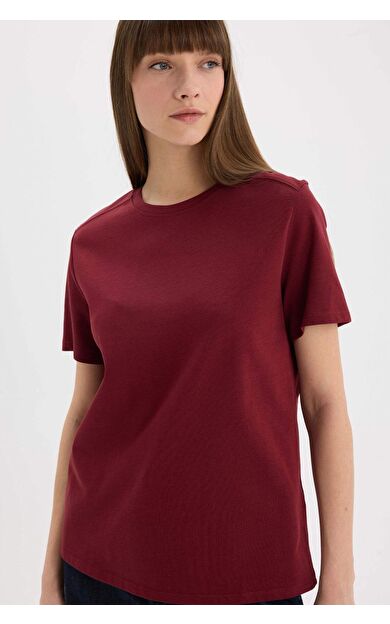 DeFacto Regular Fit Bisiklet Yaka Basic Düz Casual Premium Kısa Kollu Tişört A9428AX25SPBR248