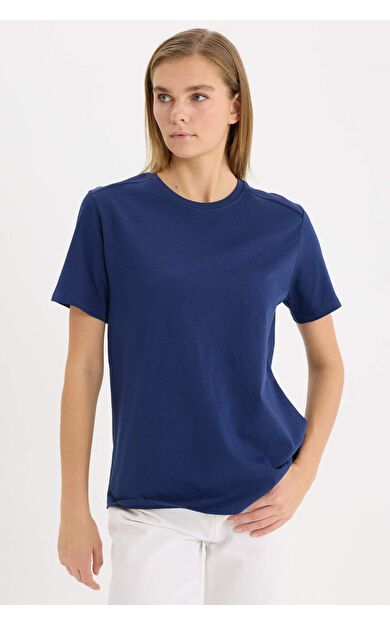 DeFacto Regular Fit Bisiklet Yaka Basic Düz Premium Kısa Kollu Tişört A9428AX25SPNV42