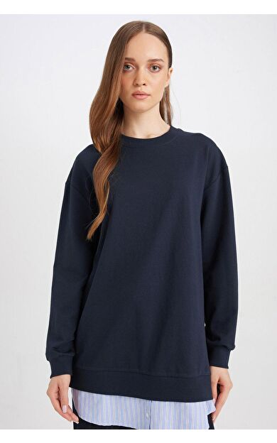 DeFacto Regular Fit Bisiklet Yaka Sweatshirt Tunik