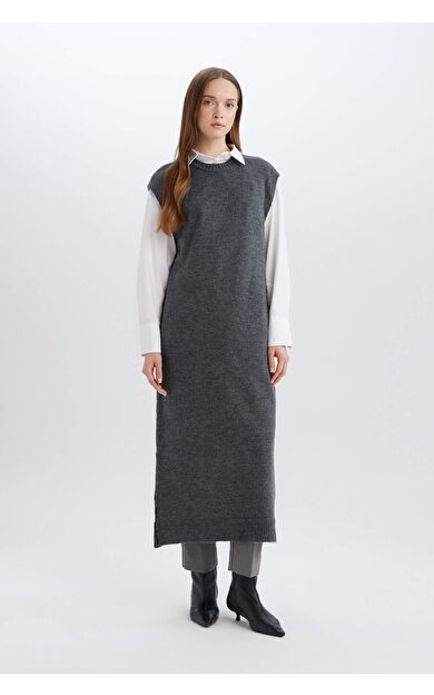 Regular Fit Bisiklet Yaka Uzun Triko Süveter