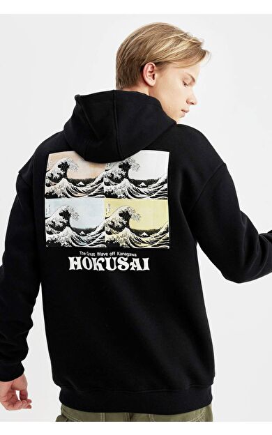 DeFacto Art Hokusai Boxy Fit Kapüşonlu Sweatshirt