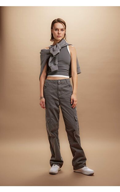 DeFacto Coool Straight Fit Kargo Gabardin Pantolon