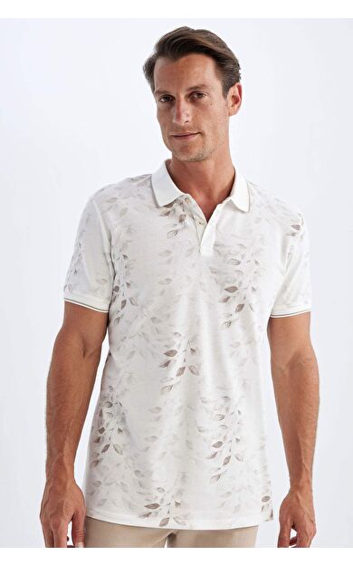 DeFacto Slim Fit Baskılı Kısa Kollu Pike Polo Tişört